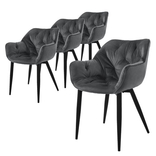Non Renseigné Ml-Design Set De 4 Chaises De Salle À Manger, Anthracite, Assise Rembourrée En Velours, - Image 3