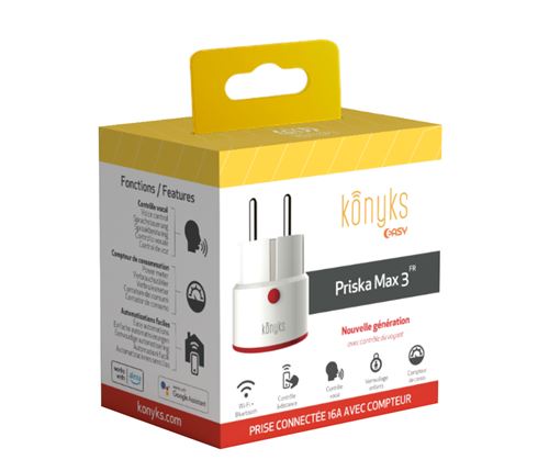 Prise connectée WiFi + Bluetooth Konyks Priska Max 4 FR 16A Blanc