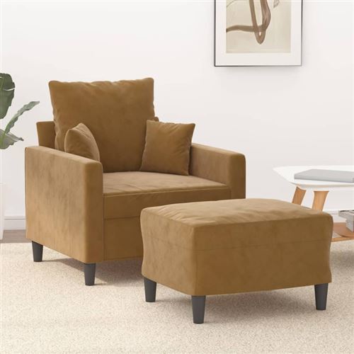 vidaXL Fauteuil avec repose-pied Marron 60 cm Velours