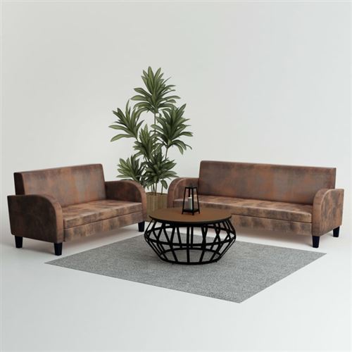 vidaXL Ensemble de canapés 2 pcs Daim synthétique Marron