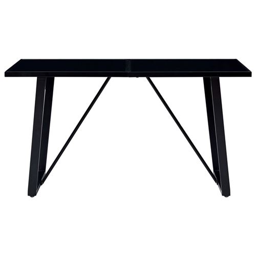 vidaXL Table de salle à manger Noir 160x80x75 cm Verre trempé