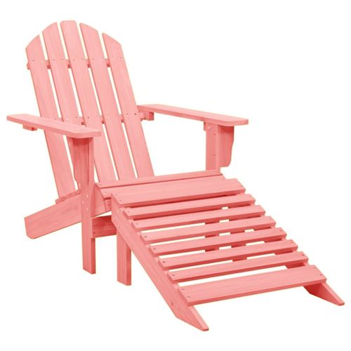 Vidaxl Rose Chaise Adirondack Avec Pouf - Bois De Sapin - Image 2