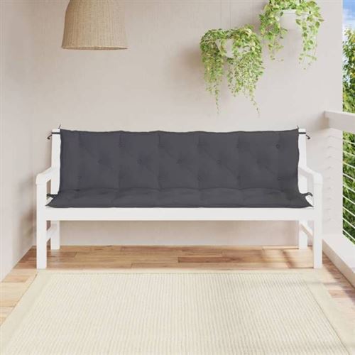 vidaXL Lot de 2 Coussins de Banc de Jardin, Revêtement de Banc avec Jeux de Cordes, Coussin d'Extérieur Imperméable, 361716