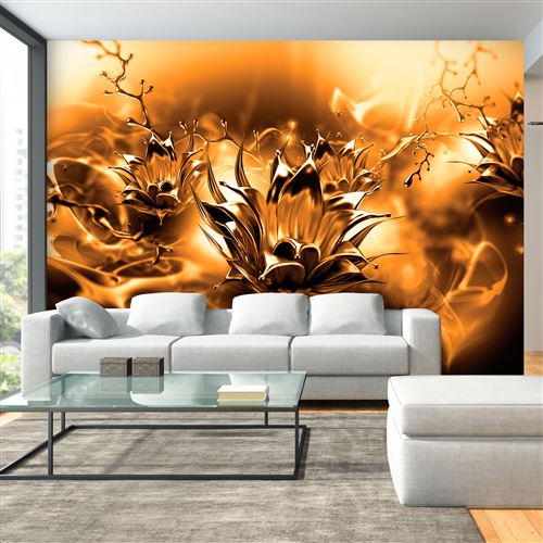 Papier peint - Fleur grasse Orange 150x105 -