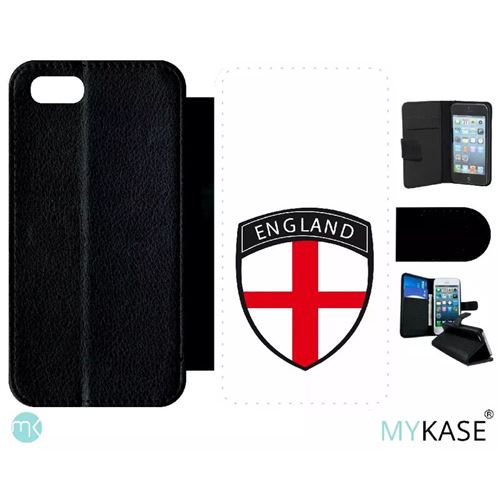 Etui My-Kase pour iPhone Se 2020 - bason england fond blanc - Simili-cuir Noir