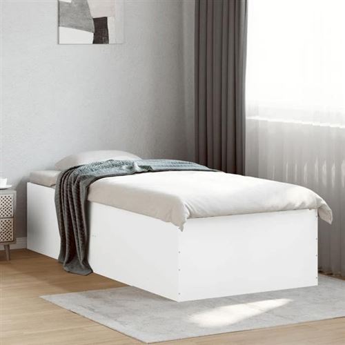 Non Communiqué Blanc Vidaxl Cadre De Lit 100X200 Cm Bois D'ingénierie, Meuble De Chambre À Coucher, Sommier, Lit À Panneaux, Lit, Lit 3280958
