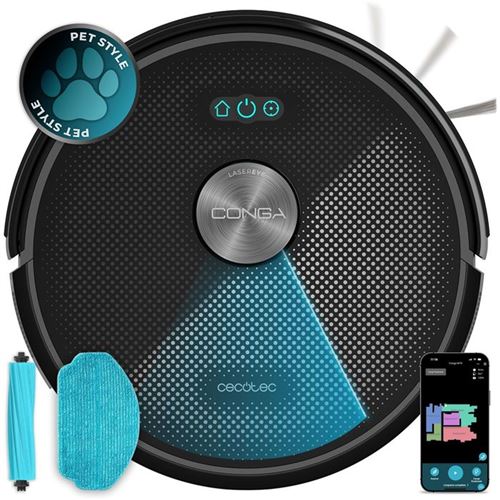 Non Communiqué Noir Robot Aspirateur Laveur Cecotec Conga M70 Navigation Laser 20000 Pa Wifi