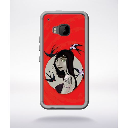 Coque Illustration Fond Rouge Compatible Htc One M9 Transparent