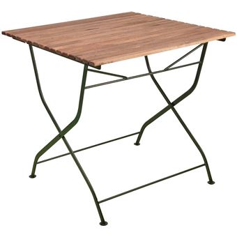 Esschert Design Table Pliable En Bois Et Metal Vert Mobilier