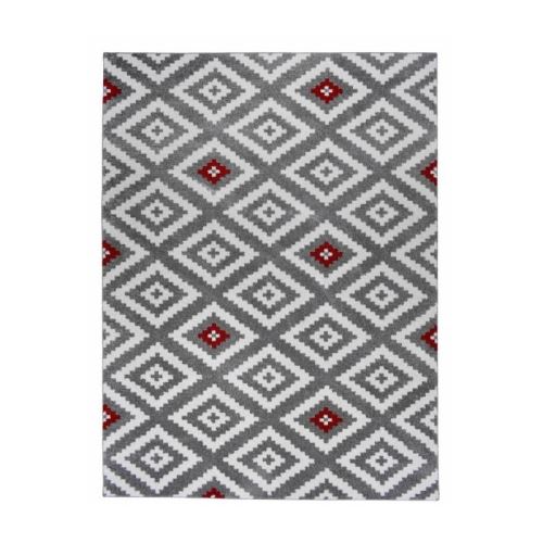 TAVLA Tapis de salon moderne - 120 x 160 cm - 100% polypropylene frisée - Rouge