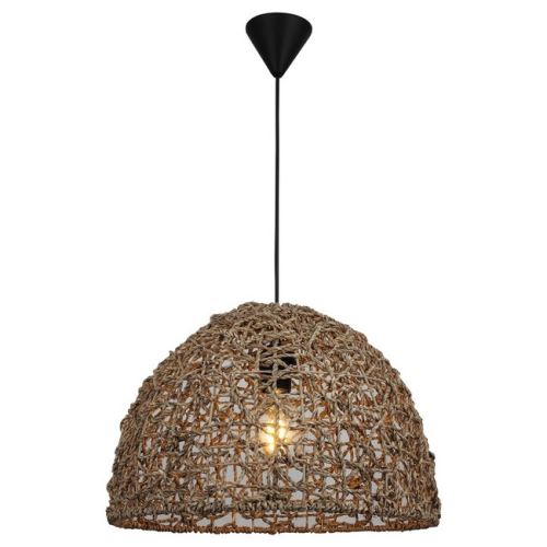 HOMEMANIA Lampe à Suspension Barnes - Lustre - Lustre de plafond - Marron, Noir en Métal, Corde, 35 x 35 x 94 cm, 1 x E27, 40W