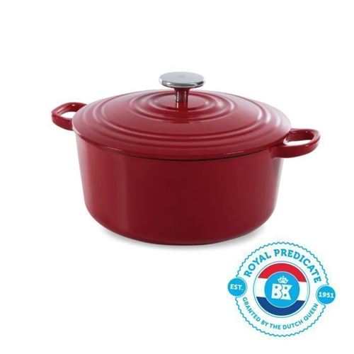 BK Cookware H6072.524 BK Bourgogne Cocotte en Fonte - Ronde - 24 cm - 4.2L - Revetement emaille - Couvercle avec Anneaux