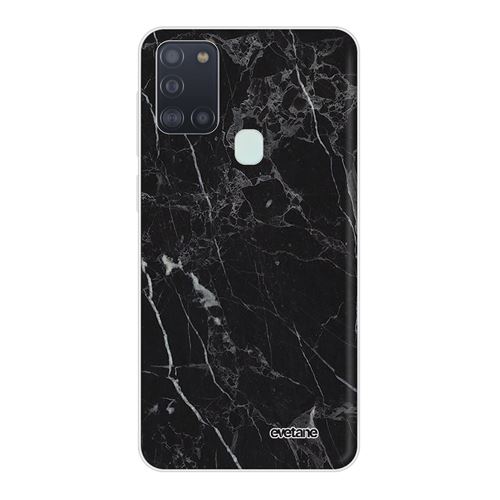 Coque pour Samsung Galaxy A21S 360 intégrale transparente Marbre noir Ecriture Tendance Design [Evetane®]