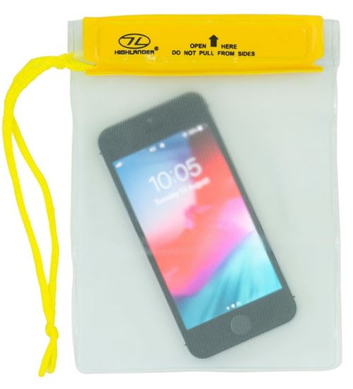 Highlander pochette imperméable 17 x 13 cm PVC transparent/jaune