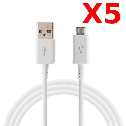X5 Câble Micro USB Synchro & Charge pour Samsung S6 / S6Edge / S7 / S7Edge PACK X5 Blanc Little Boutik®