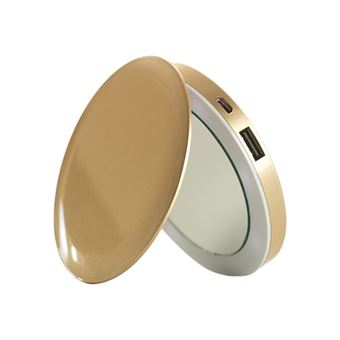 SANHO Hyper Pearl: Compact Mirror - Banque d'alimentation - 3000 mAh - 2.1 A (USB) - or