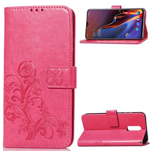 Etui en PU trèfle rose pour votre OnePlus 6T