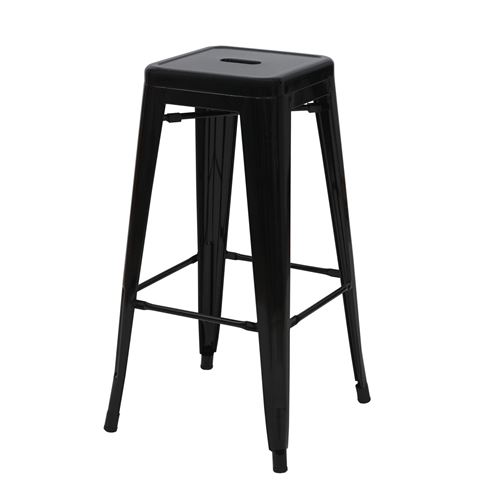 Tabouret de bar MENDLER HWC-A73 métal empilable design industriel noir