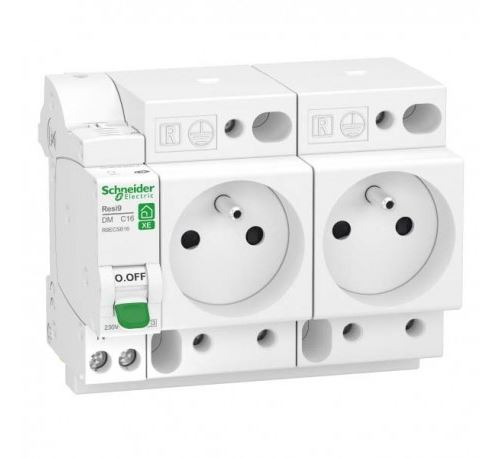 Combiné + 2 prises de courant XE Resi9 - 1P+T - 16 A - Embrochable