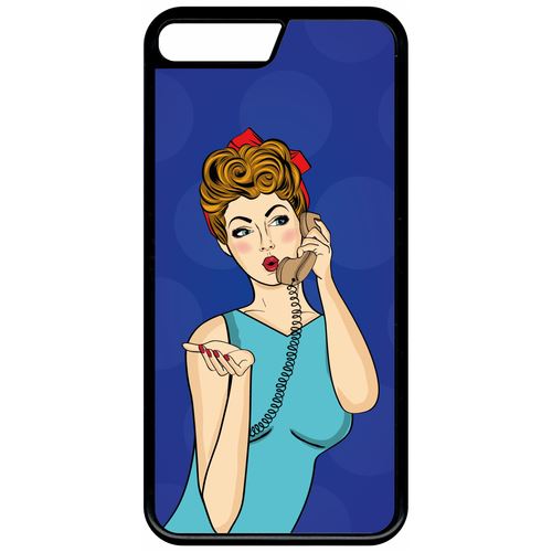 Coque Apple Iphone 7+ Plus Pin Up Fond Bleu Electrique