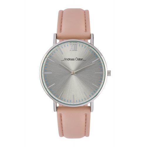 Montre Femme Andreas Osten à Quartz Cadran Argenté 36mm Et Bracelet Argenté En PU AOS18027