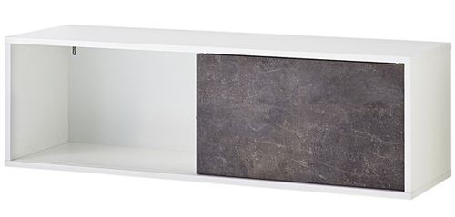 Étagère murale à porte coulissante coloris Blanc/Basalto sombre - Dim : L120 x H37 x P36 cm.-PEGANE