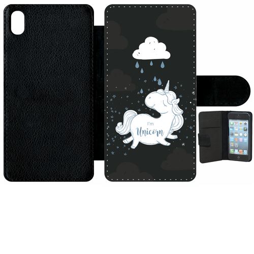 Etui À Rabat Sony Xperia Z3 Unicorne Nuage Fond Noir 2