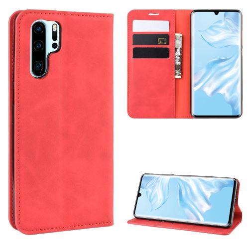 Etui en PU vintage auto-absorbé rouge pour votre Huawei P30 Pro