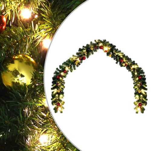 vidaXL Kerstslinger versierd met kerstballen en LED-lampjes 10 m
