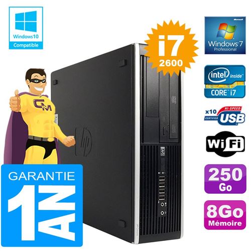 Pc hp compaq 8300 sff core i7-2600 ram 8go disque 250 go graveur dvd wifi w7