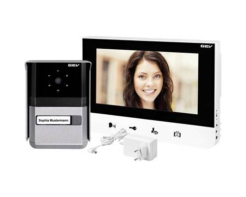 Interphone vidéo GEV 88665 filaire Set complet 1 foyer noir, blanc, anthracite