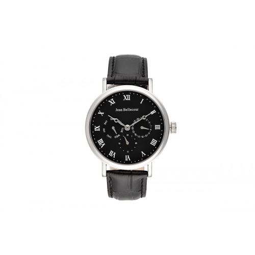 Montre Homme Jean Bellecour à Quartz Cadran Noir 41,5mm Et Bracelet Noir En Cuir JBN23