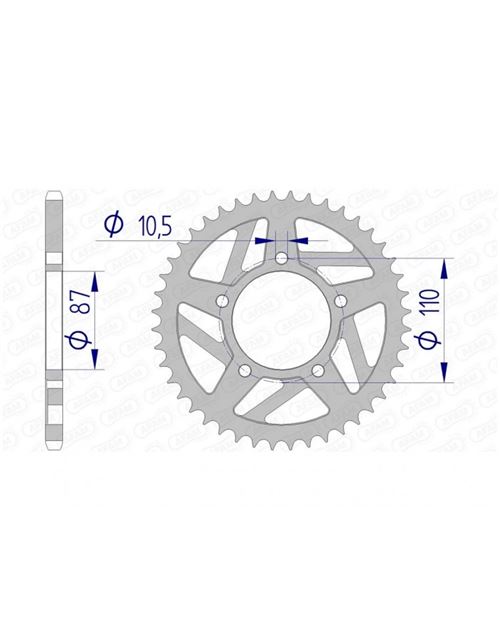 Couronne AFAM 45 dents alu ultra-light anodisé dur pas 520 type 15405