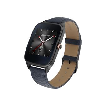 ASUS ZenWatch 2 - 40 mm - bronze - montre intelligente avec sangle - cuir - bleu - taille du bracelet : L - affichage 1.63" - 4 Go - Wi-Fi, Bluetooth - 1