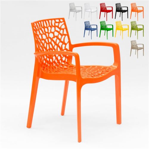 Grand Soleil - 22 Chaises Gruvyer ARM Grand Soleil accoudoirs polypropylène brillant offre stock, Couleur: Orange