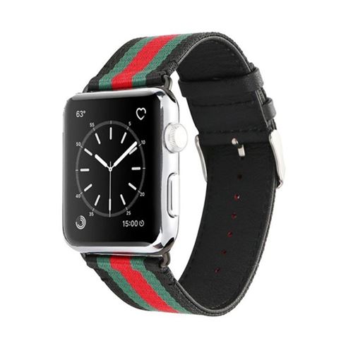 Bracelet en PU courroie de remplacement sport en nylon noir pour votre Apple Watch 3/2/1 38mm