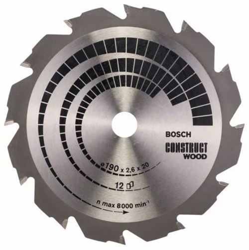 Lame De Scie Circulaire Construct Wood D184Mm pour Le Bois 12 Dents - Bosch - 2608641200