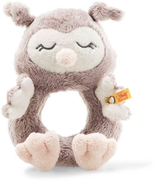 Steiff Soft Cuddly Friends chouette Olllie anneau de préhension avec crécelle