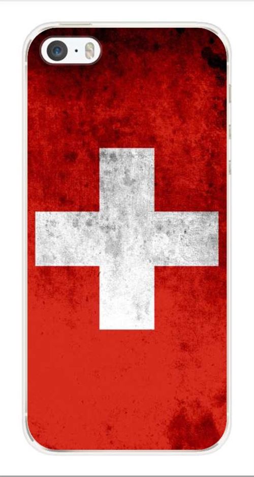 Coque en silicone imprimée compatible iPhone 5 iPhone 5S Drapeau Suisse