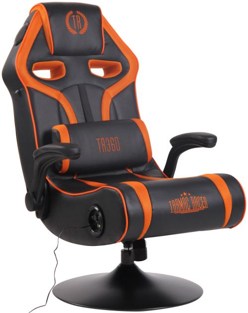 Chaise Gaming Sonore Multimédia pivotante Sonoma Hauts-parleurs Port USB Caisson de basse intégrés - Couleur Noir/Orange