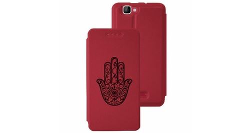 Etui flip case rose motif main pour Wiko Rainbow 4G