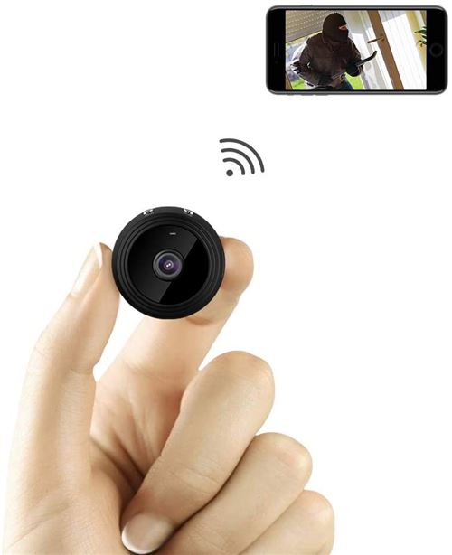 Mini Caméra Espion HD1080P Vision Sécurité IP WiFi Nocturne Détection Surveillance de pour iOS Android-Noir