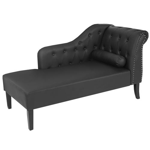 Récamière de luxe Chesterfield, divan, canapé, chaise longue, similicuir noir