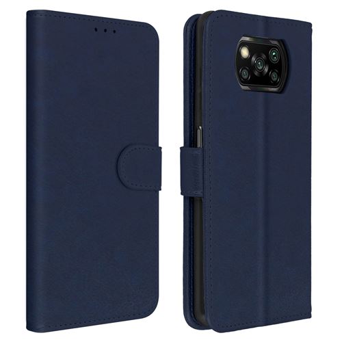 Avizar Étui pour Xiaomi Poco X3 et X3 Pro Folio Intégrale Porte-carte Fonction Support Bleu