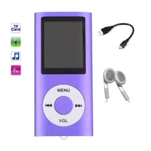 Lecteur MP3 MP4 - radio fm - à carte mémoire Micro sd - Violet