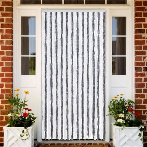 vidaXL Vliegengordijn 100x220 cm chenille grijs en wit