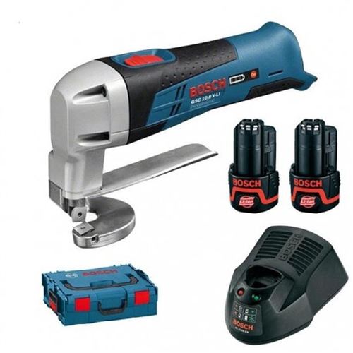 Cisaille à Tôle Gsc 12V-13 - Bosch - avec 2 Batteries 12V 2.0Ah - Chargeur - L-Boxx - 0601926108