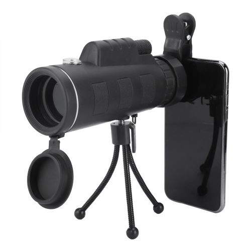 Télescope 40X60 pour téléphone portable avec clip en aluminium et cadre monoculaire pour trépied - Noir