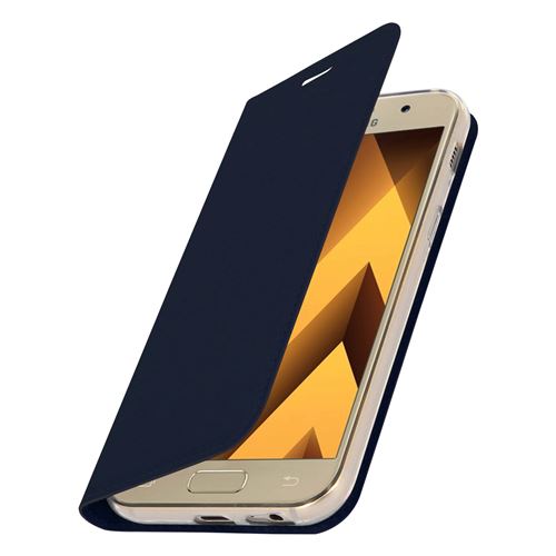 Pack Protection Galaxy A3 2017 Étui Porte-carte + Verre trempé bleu