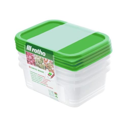 SUNDIS Lot de 4 Boîtes pour congélation Domino Freeze 7551003 0,5L 15,7x11,8x10,5 cm transparent et vert